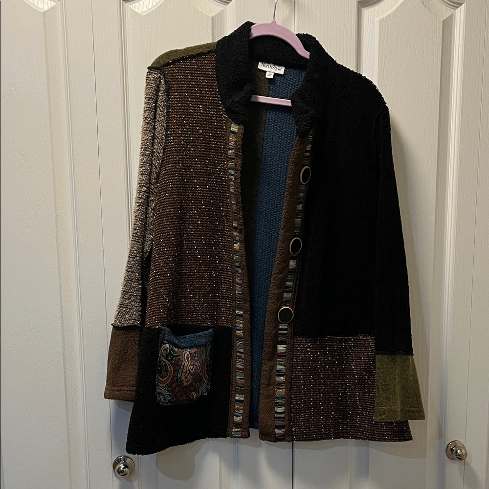 NorthStyle Black and Brown Patchwork Blazer